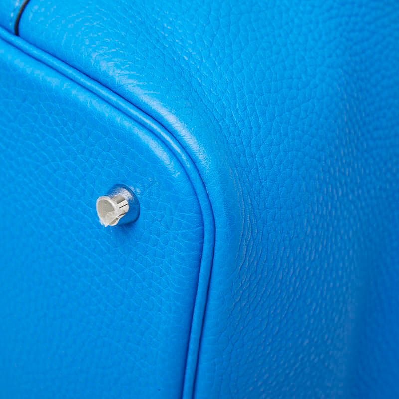 Hermes Picotin Lock MM Handbag Blue Indra Silver Taurillon Clemence — view 4