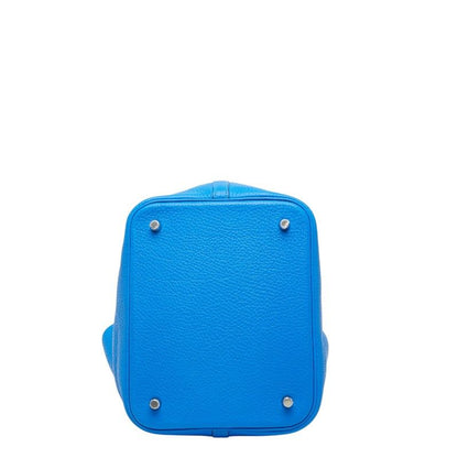 Hermes Picotin Lock MM Handbag Blue Indra Silver Taurillon Clemence — view 3