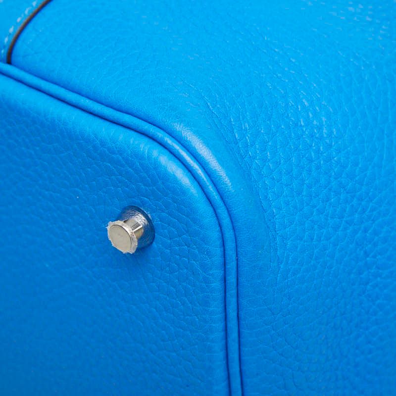 Hermes Picotin Lock MM Handbag Blue Indra Silver Taurillon Clemence — view 6