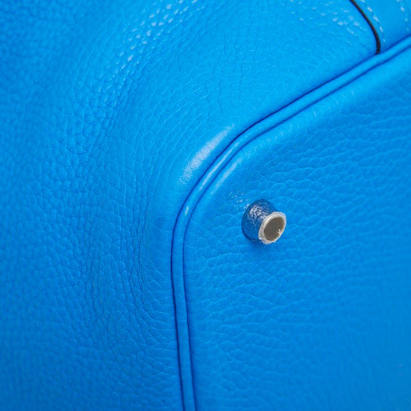Hermes Picotin Lock MM Handbag Blue Indra Silver Taurillon Clemence — view 5
