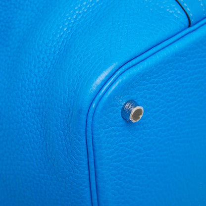 Hermes Picotin Lock MM Handbag Blue Indra Silver Taurillon Clemence — view 5