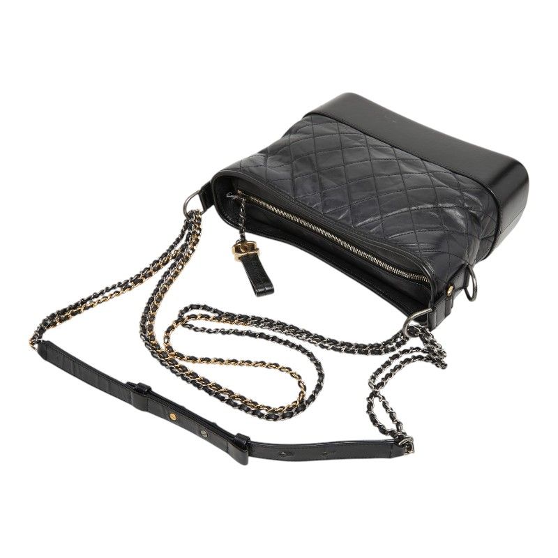 Chanel CC Logo Gabriel de Crossbody Chain Shoulder Bag Black Leather — view 8