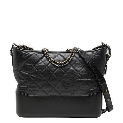 Chanel CC Logo Gabriel de Crossbody Chain Shoulder Bag Black Leather