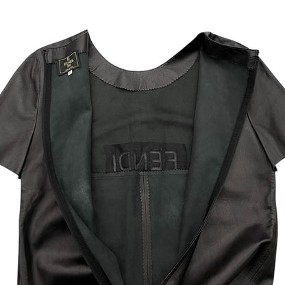 Fendi Short Sleeve T-Shirt Logo 42 Leather Black — view 7