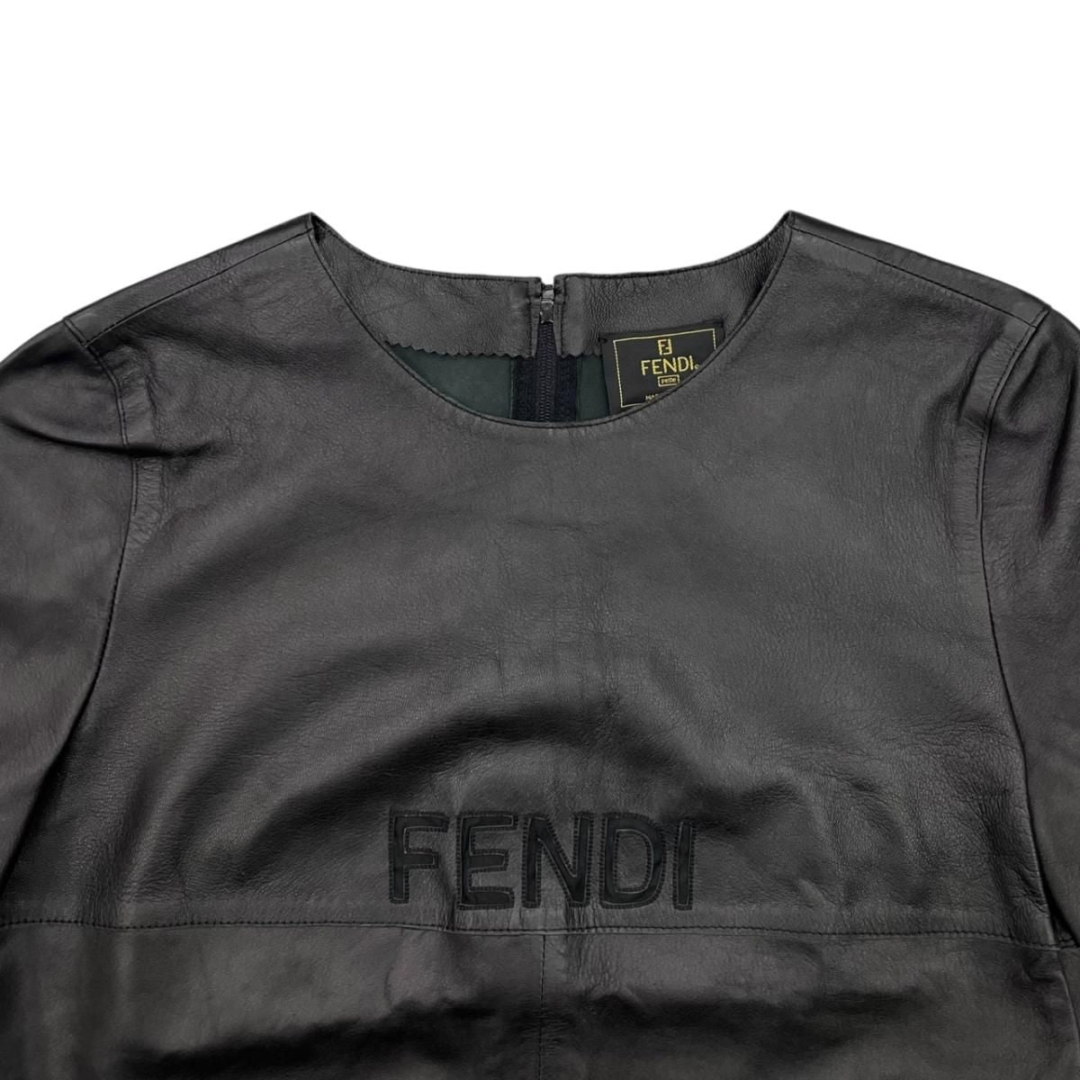 Fendi Short Sleeve T-Shirt Logo 42 Leather Black — view 3