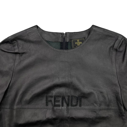 Fendi Short Sleeve T-Shirt Logo 42 Leather Black — view 3