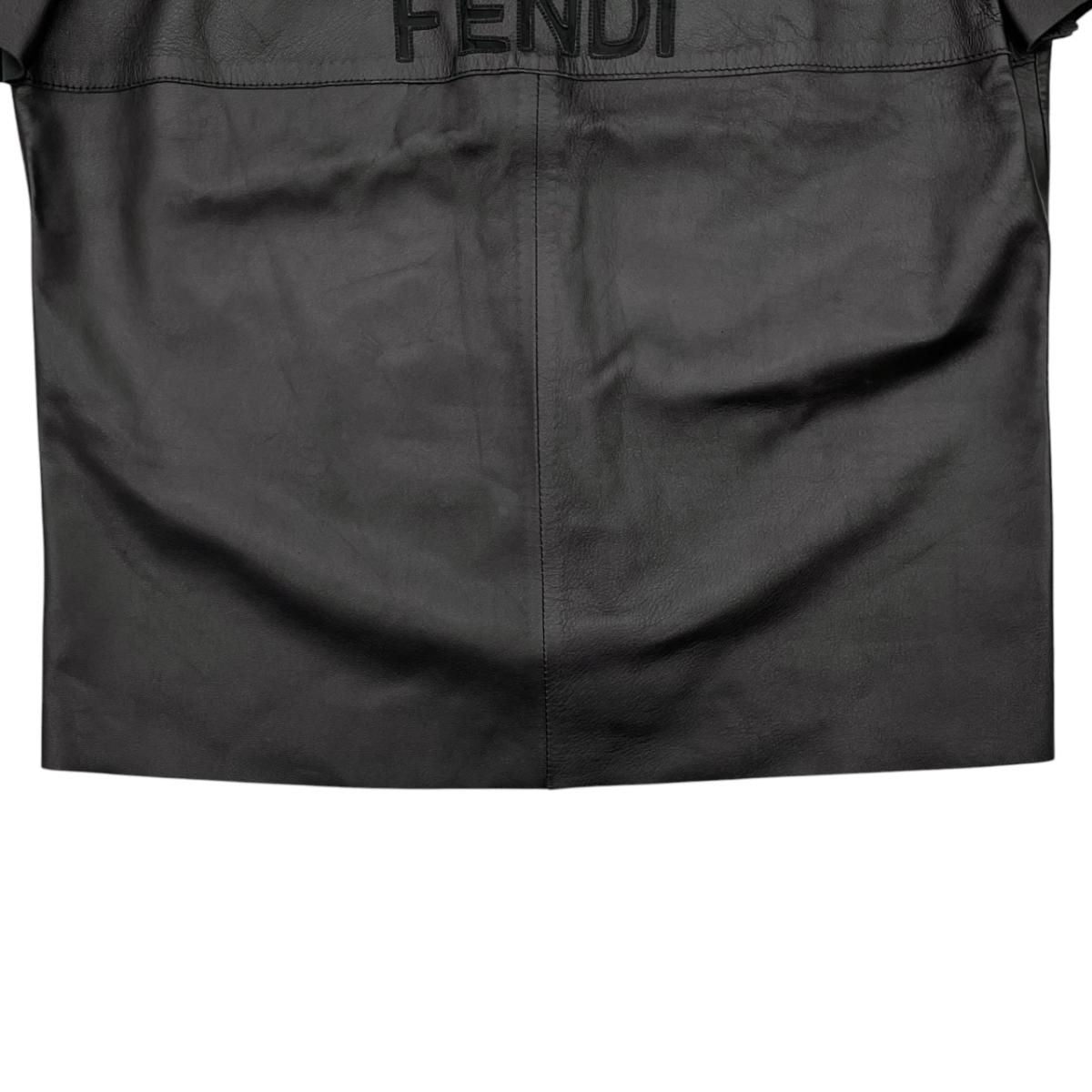 Fendi Short Sleeve T-Shirt Logo 42 Leather Black — view 4