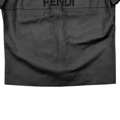 Fendi Short Sleeve T-Shirt Logo 42 Leather Black — view 4