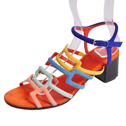 Hermes Sandals Strap Suede Leather Heels