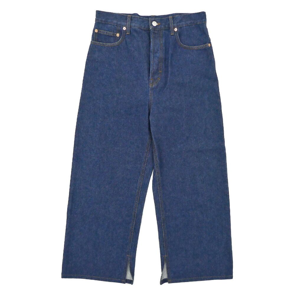 Gucci Baggy Fit Denim 30 Cotton Blue Slit Trousers Pants