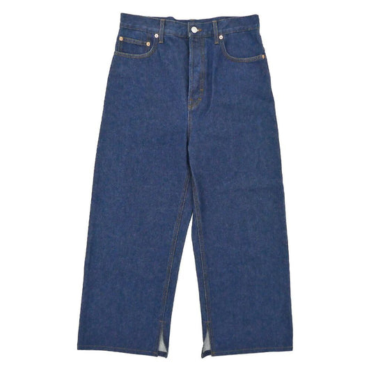 Gucci Baggy Fit Denim 30 Cotton Blue Slit Trousers Pants