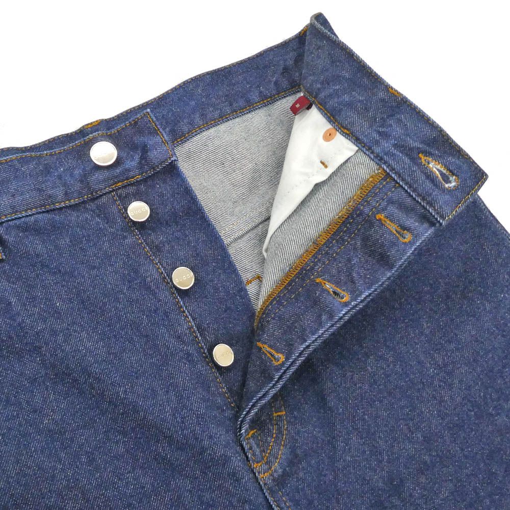 Gucci Baggy Fit Denim 30 Cotton Blue Slit Trousers Pants — view 5