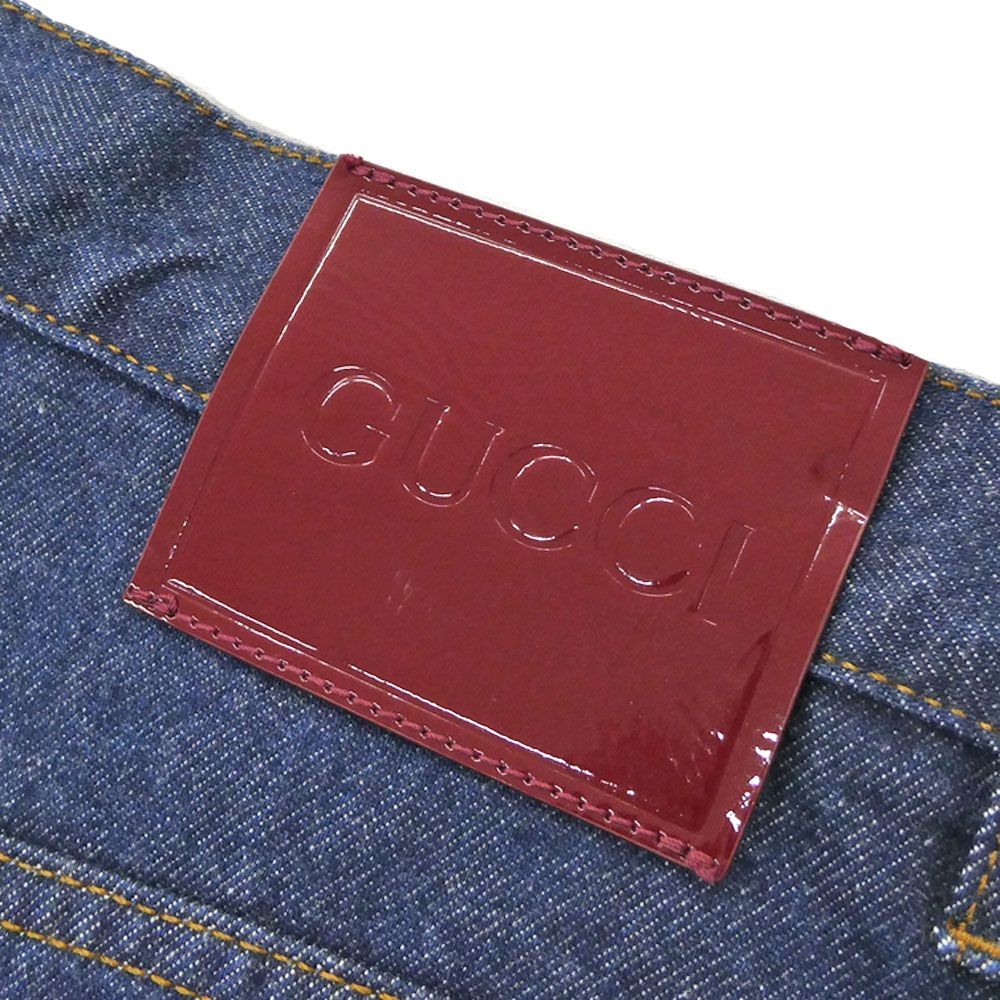 Gucci Baggy Fit Denim 30 Cotton Blue Slit Trousers Pants — view 8