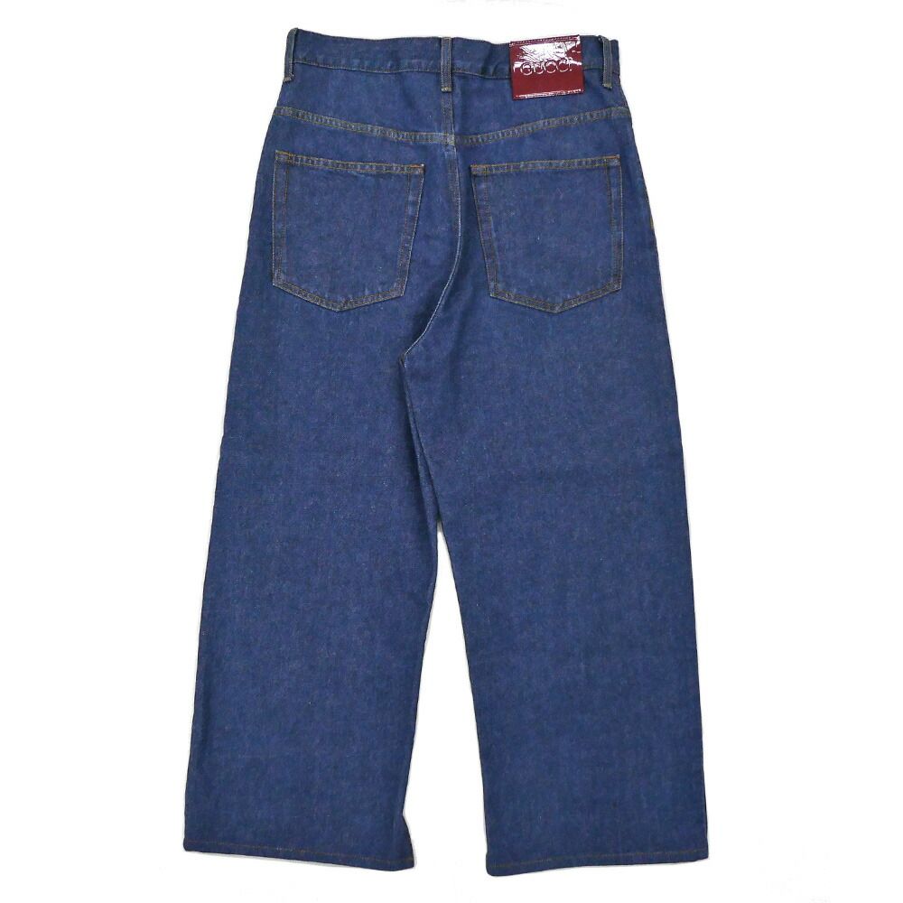 Gucci Baggy Fit Denim 30 Cotton Blue Slit Trousers Pants — view 2
