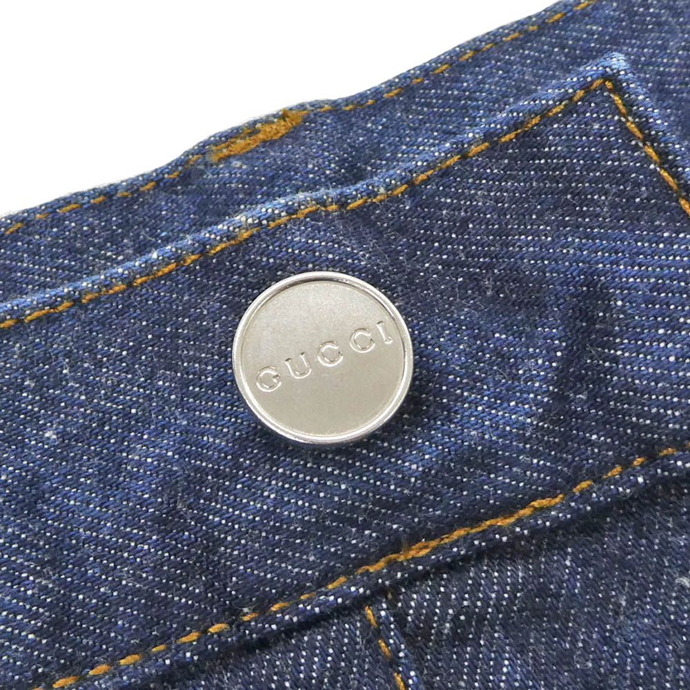 Gucci Baggy Fit Denim 30 Cotton Blue Slit Trousers Pants — view 6