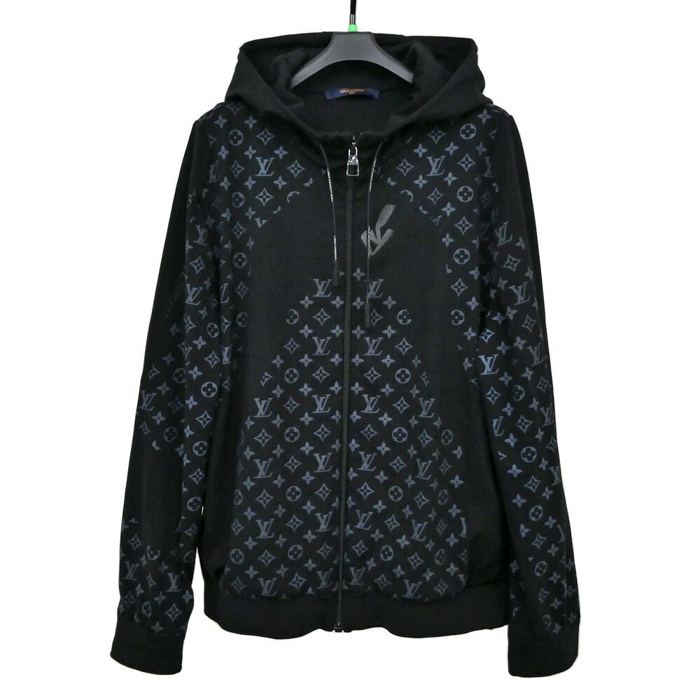 Louis Vuitton Hybrid Zip Sle Monogram Hoodie Ynf L Long Sleeve Black