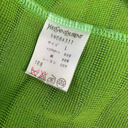 Saint Laurent Gold Button Long Knit Cardigan L Green — view 3