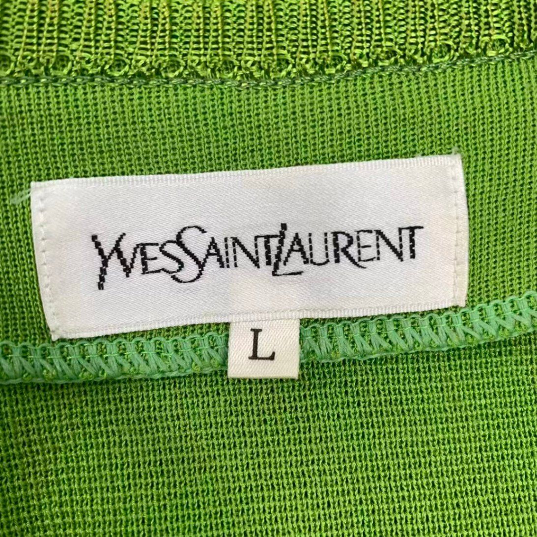 Saint Laurent Gold Button Long Knit Cardigan L Green — view 5
