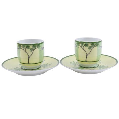 Hermes Green Demitasse Cup & Saucer Pair Set Africa Ceramic Yellow Tableware — view 2