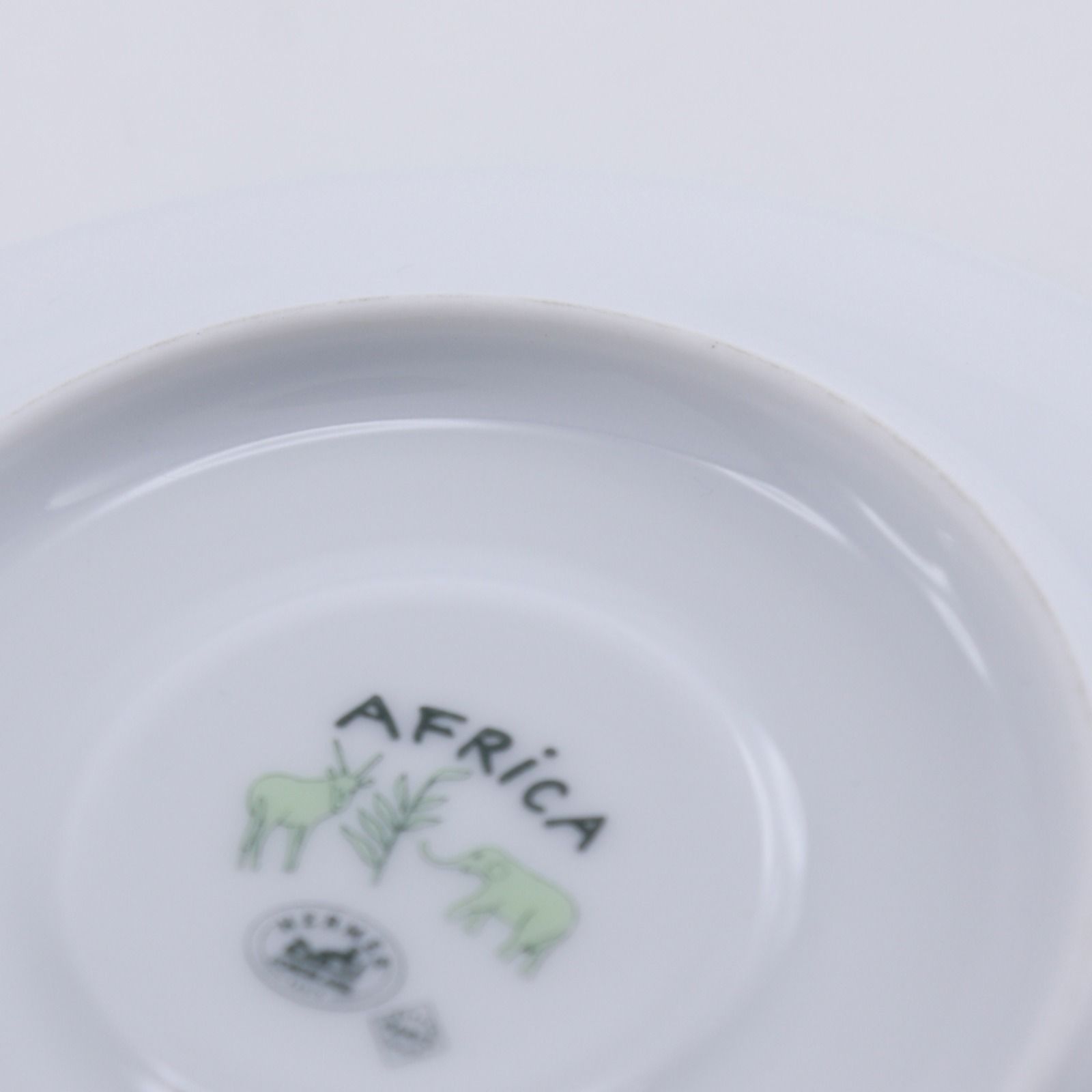 Hermes Green Demitasse Cup & Saucer Pair Set Africa Ceramic Yellow Tableware — view 8