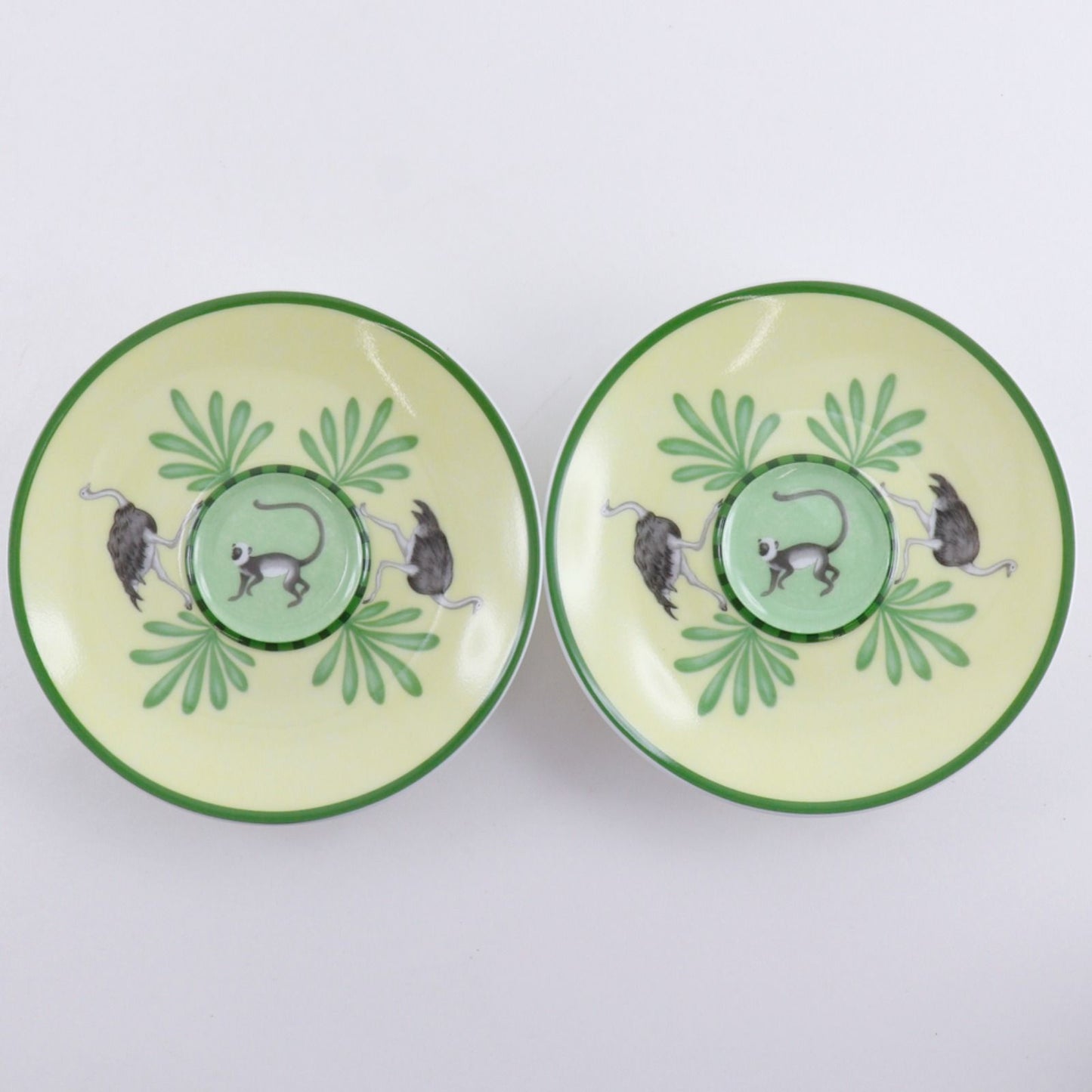 Hermes Green Demitasse Cup & Saucer Pair Set Africa Ceramic Yellow Tableware — view 6