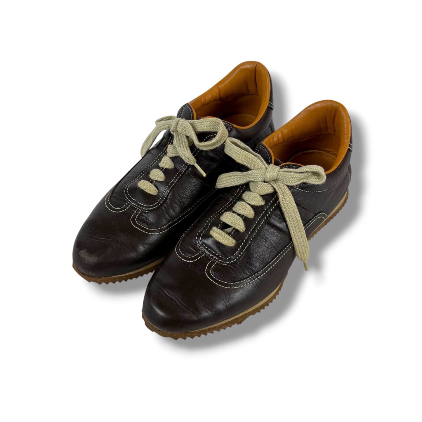 Hermes Quick Low Cut Sneakers Logo Leather Dark Brown 35 Half — view 3