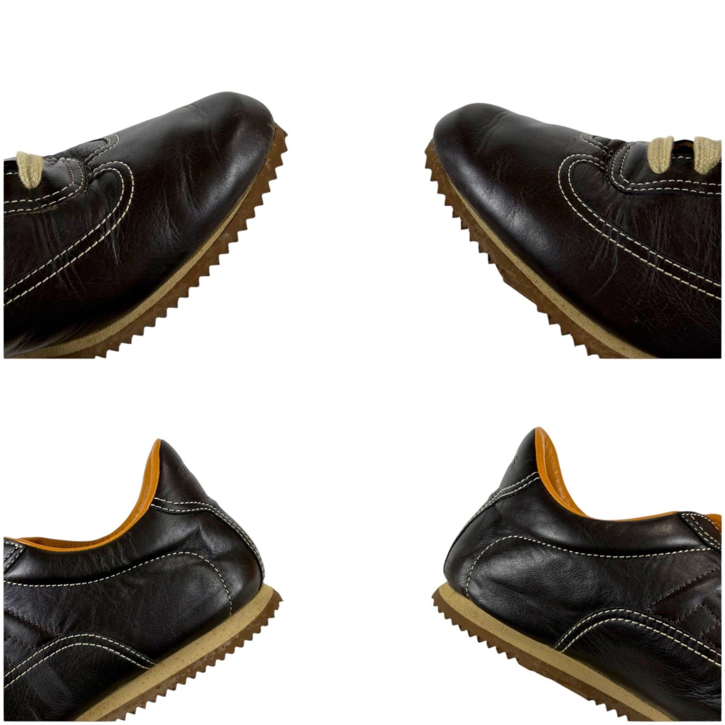 Hermes Quick Low Cut Sneakers Logo Leather Dark Brown 35 Half — view 8