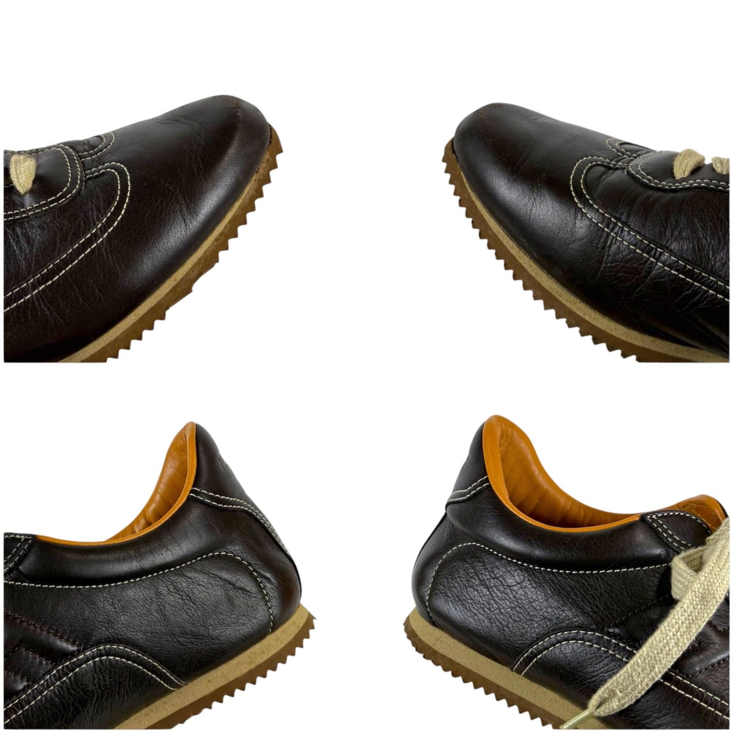 Hermes Quick Low Cut Sneakers Logo Leather Dark Brown 35 Half — view 7