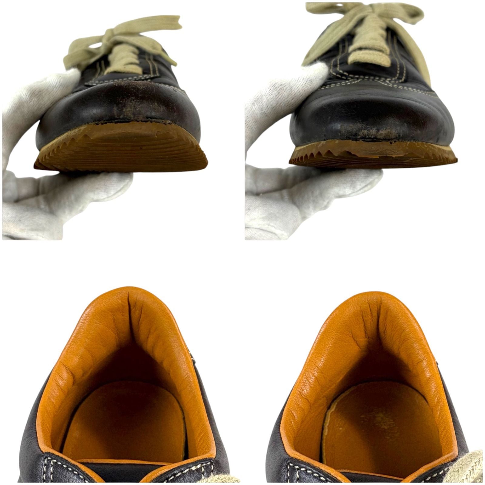 Hermes Quick Low Cut Sneakers Logo Leather Dark Brown 35 Half — view 9