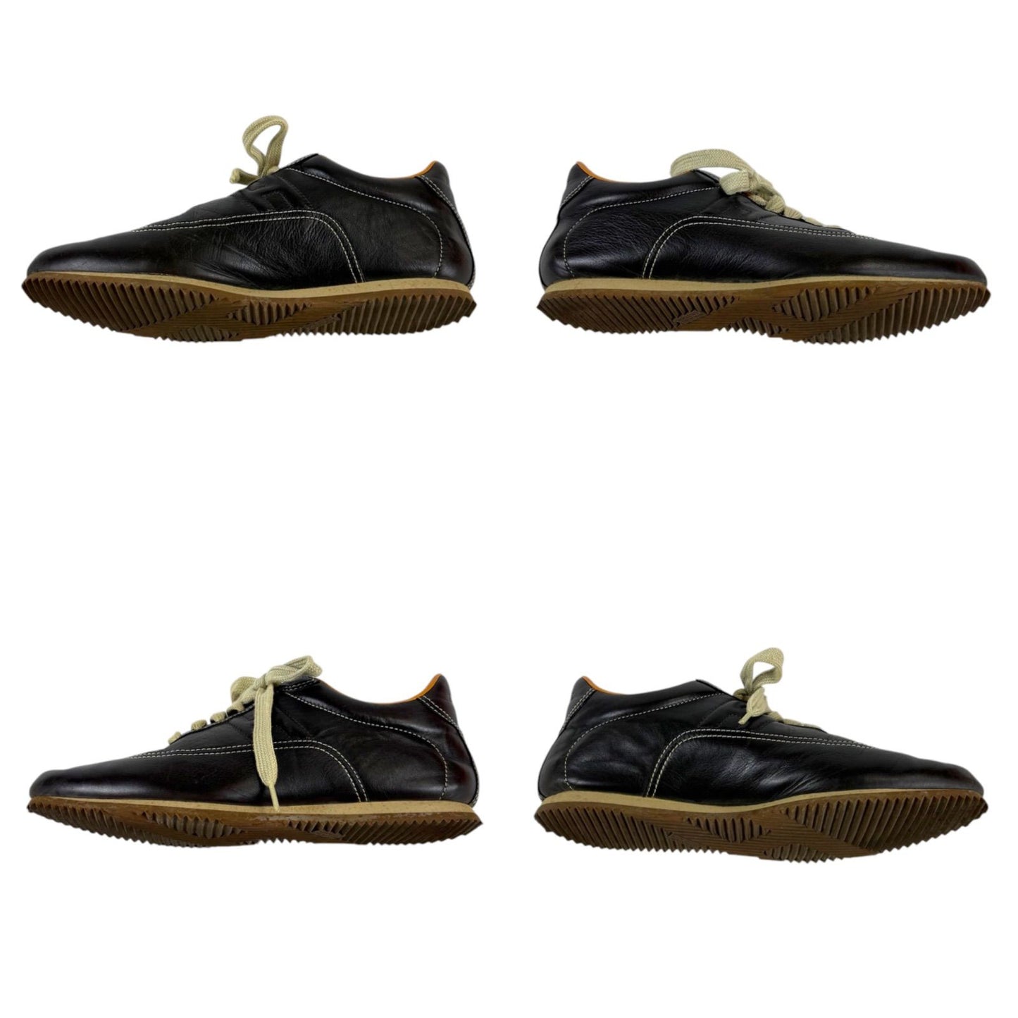 Hermes Quick Low Cut Sneakers Logo Leather Dark Brown 35 Half — view 6