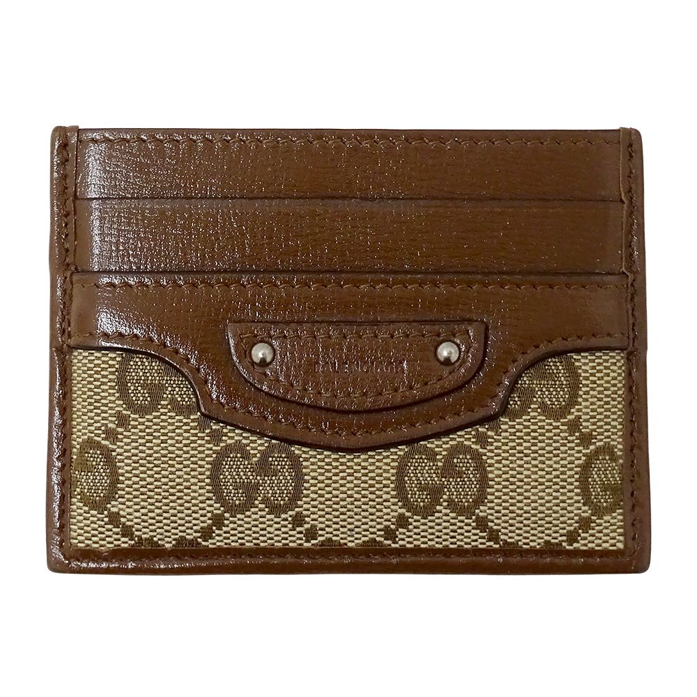 Gucci Card Case GG Canvas Leather Brown Beige Collaboration Business Holder