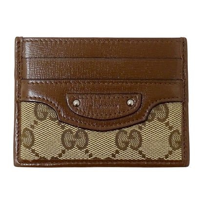 Gucci Card Case GG Canvas Leather Brown Beige Collaboration Business Holder