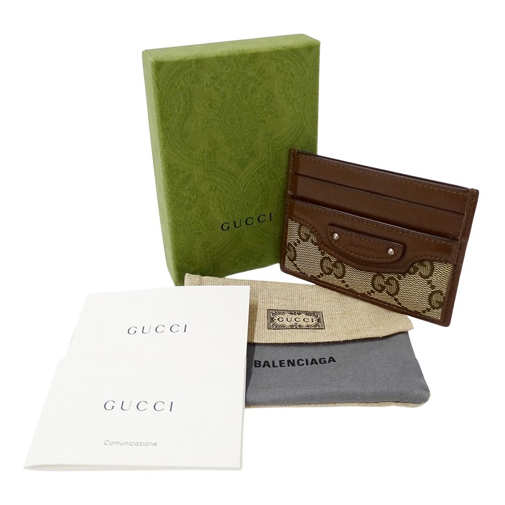 Gucci Card Case GG Canvas Leather Brown Beige Collaboration Business Holder — view 5