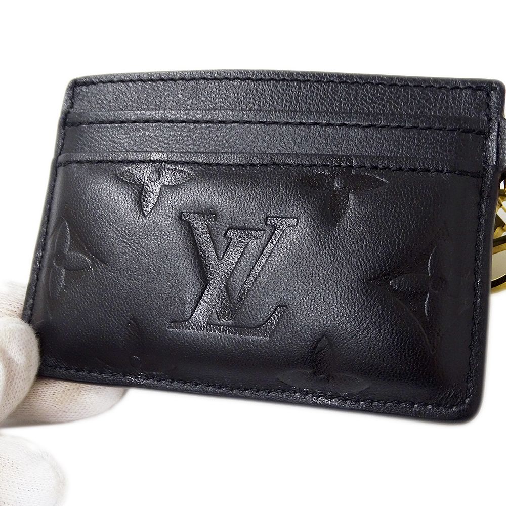 Louis Vuitton Card Case Monogram Holder Lambskin Noir Black — view 8