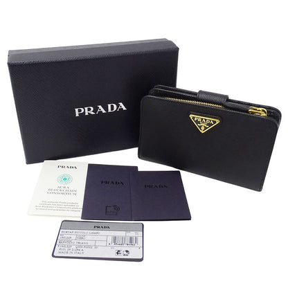 Prada Wallet Bifold Saffiano Black Logo — view 6
