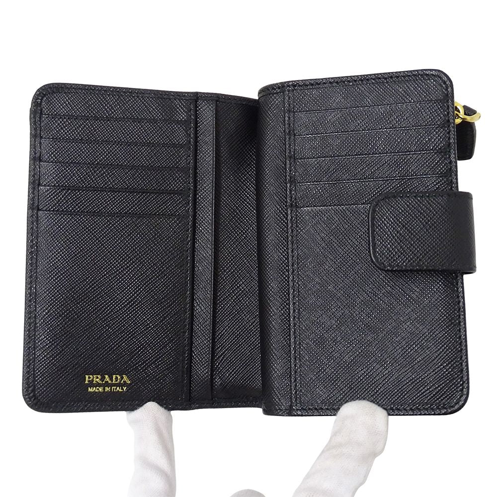 Prada Wallet Bifold Saffiano Black Logo — view 4
