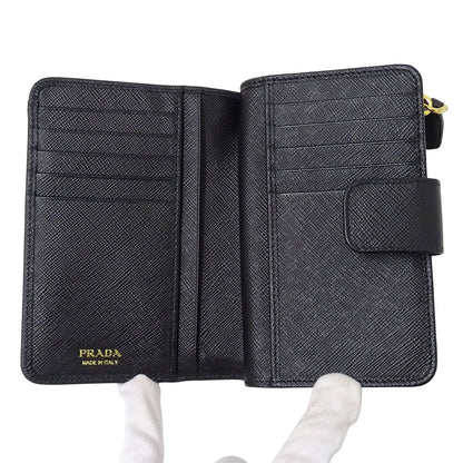 Prada Wallet Bifold Saffiano Black Logo — view 4