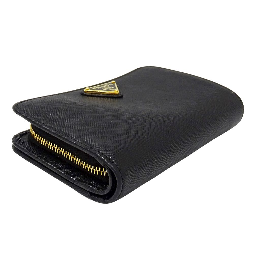 Prada Wallet Bifold Saffiano Black Logo — view 3