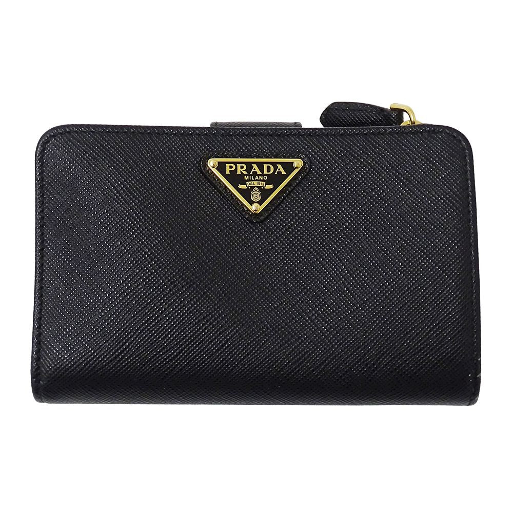 Prada Wallet Bifold Saffiano Black Logo