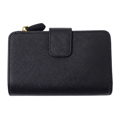 Prada Wallet Bifold Saffiano Black Logo — view 2