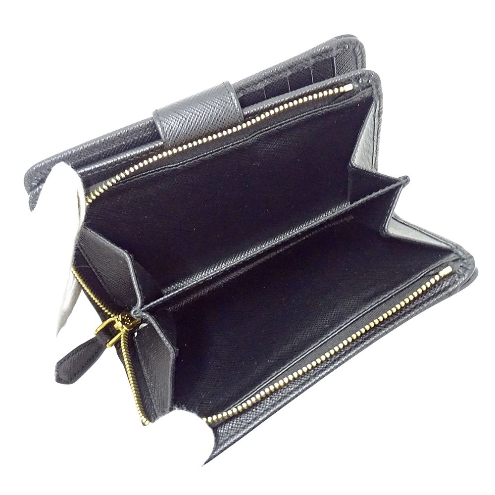 Prada Wallet Bifold Saffiano Black Logo — view 7