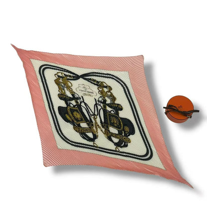 Hermes Scarf Pleats Silk Brides de Gala Pink