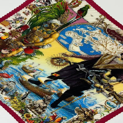 Hermes Scarf Pleated Silk les Ameriques Colombvs Americas Multicolor — view 4