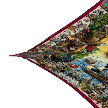Hermes Scarf Pleated Silk les Ameriques Colombvs Americas Multicolor — view 3