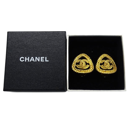 Chanel Earrings CC Logo Gold Plated Triangle Chain — view 9
