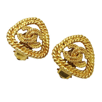 Chanel Earrings CC Logo Gold Plated Triangle Chain — view 3