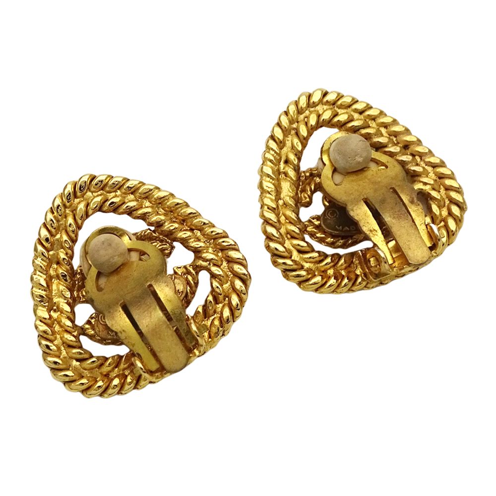 Chanel Earrings CC Logo Gold Plated Triangle Chain — view 5