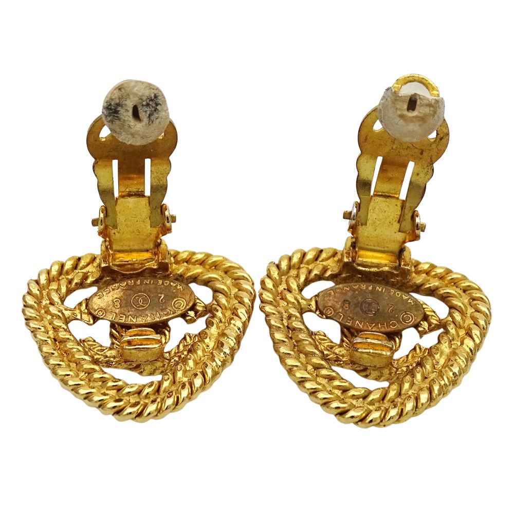 Chanel Earrings CC Logo Gold Plated Triangle Chain — view 6
