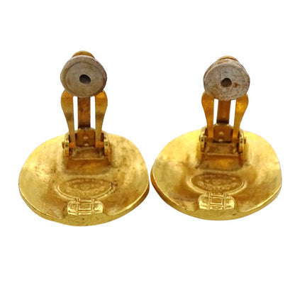 Chanel Earrings CC Logo Gold Plated Round Simple — view 5