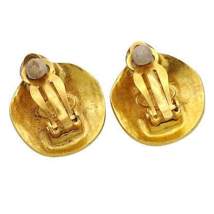 Chanel Earrings CC Logo Gold Plated Round Simple — view 4